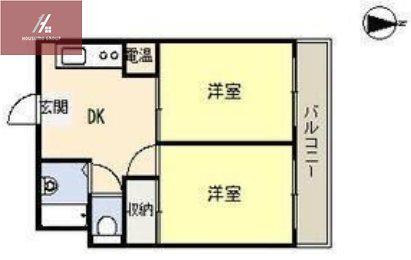 ロイヤル加美北(2DK/5階)の間取り写真