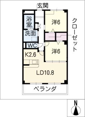 ウィステリア弐番館(2LDK/1階)の間取り写真