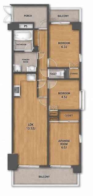 パークハイム舟入本町(3LDK/7階)の間取り写真