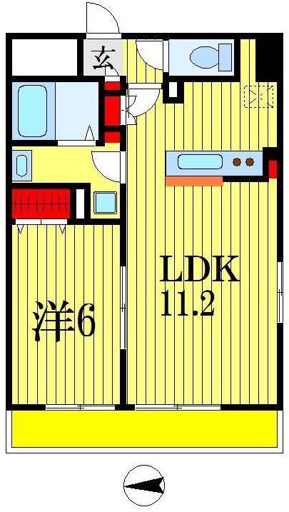 東ビル(1LDK/6階)の間取り写真
