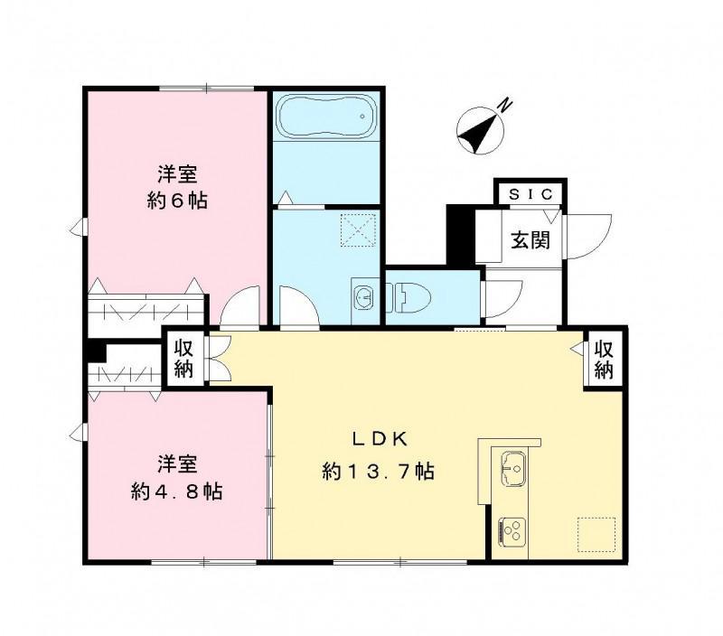 モデラート(2LDK/1階)の間取り写真