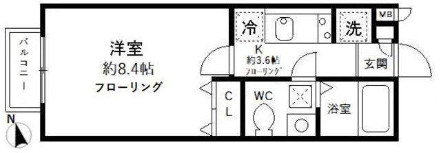 ソレーユ宮前(1K/1階)の間取り写真
