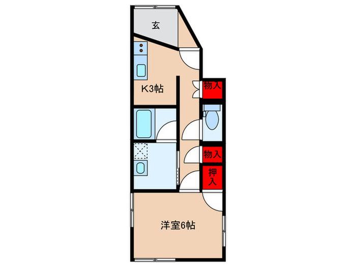 いそはた荘(1K/1階)の間取り写真
