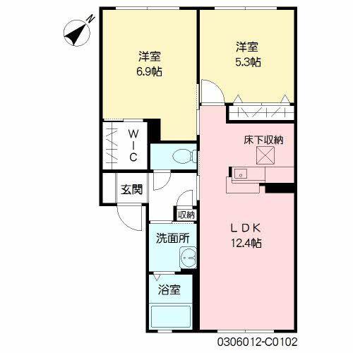 スクーデリア2006 C棟(2LDK/1階)の間取り写真