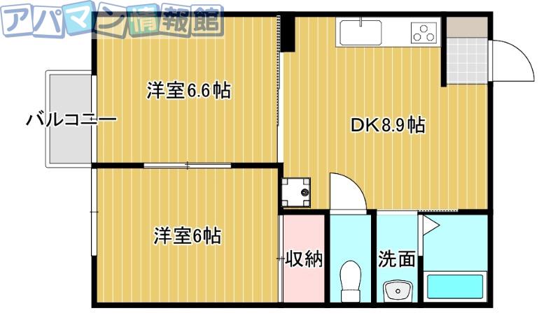 サンメゾン(2DK/2階)の間取り写真