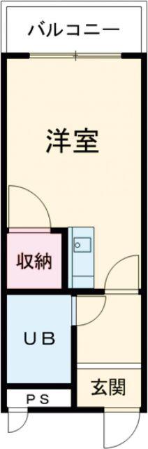 レインボーエム(ワンルーム/2階)の間取り写真