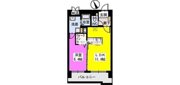 ベスタ櫛原(1LDK/6階)の間取り写真