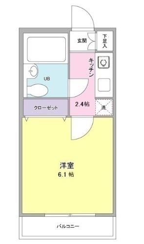 プラザ旗の台(1K/2階)の間取り写真