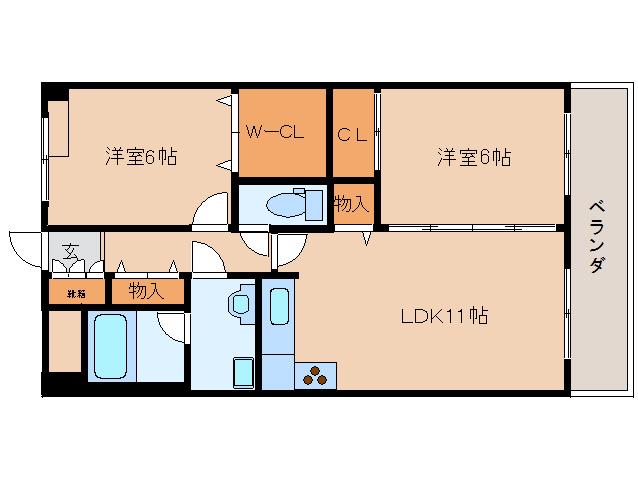 アイリスハイツ7号館(2LDK/6階)の間取り写真