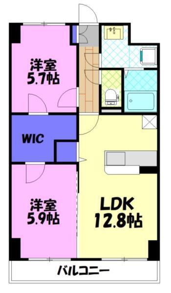 アグレアーブル(2LDK/2階)の間取り写真