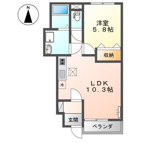 ロイヤルハイツおくら(1LDK/1階)の間取り写真
