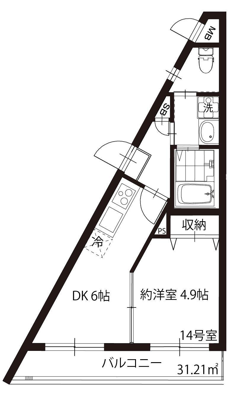 志幸88BIBIAN(1DK/4階)の間取り写真