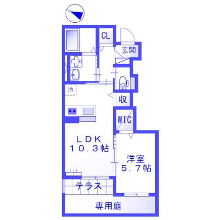 ソレイユ(1LDK/1階)の間取り写真