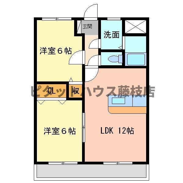 ノヴァ 藤枝(2LDK/2階)の間取り写真