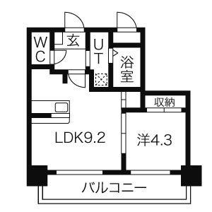 ロイスガーデン山鼻(1LDK/3階)の間取り写真