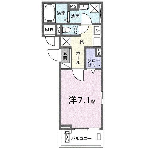 ヴァイオレット(1K/3階)の間取り写真