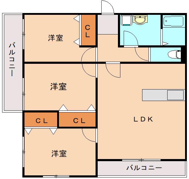 ファミリア南(3LDK/1階)の間取り写真