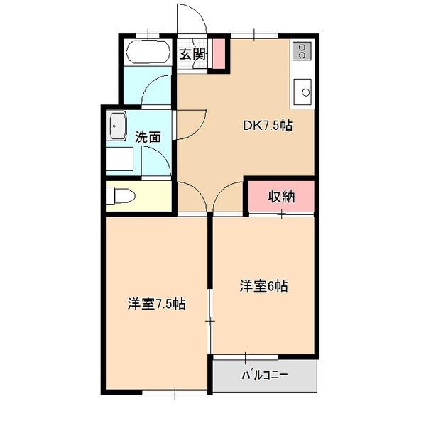 グリーンヒル飯田A(2DK/1階)の間取り写真