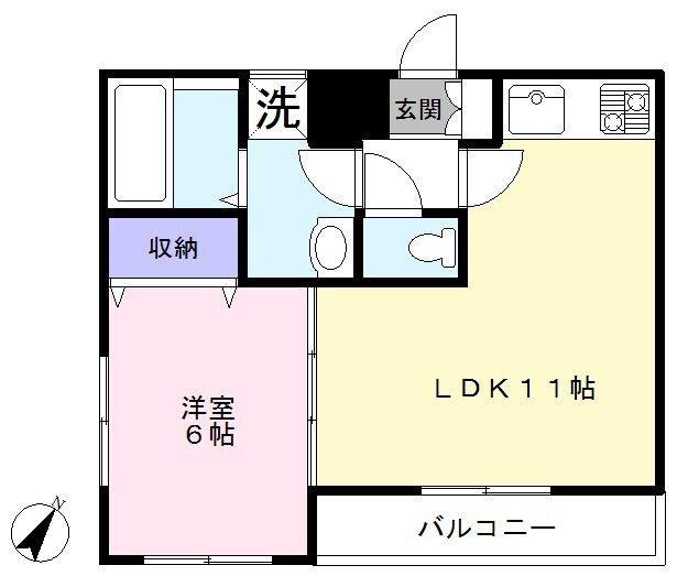 ラフィーヌ・武田(1LDK/2階)の間取り写真