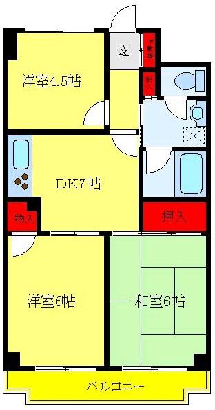 シャトーサンハイム(3DK/5階)の間取り写真