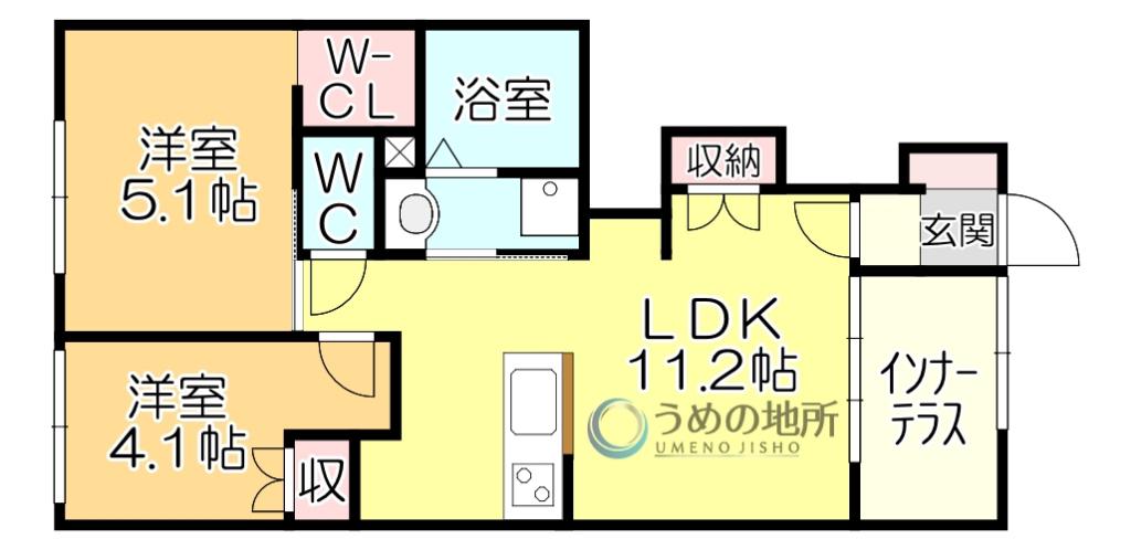 LIGHT SNOW(2LDK/1階)の間取り写真