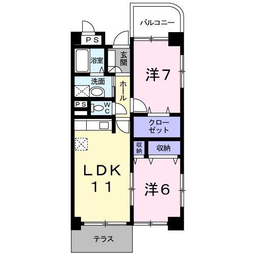 クエストオブインフィニティー(2LDK/1階)の間取り写真