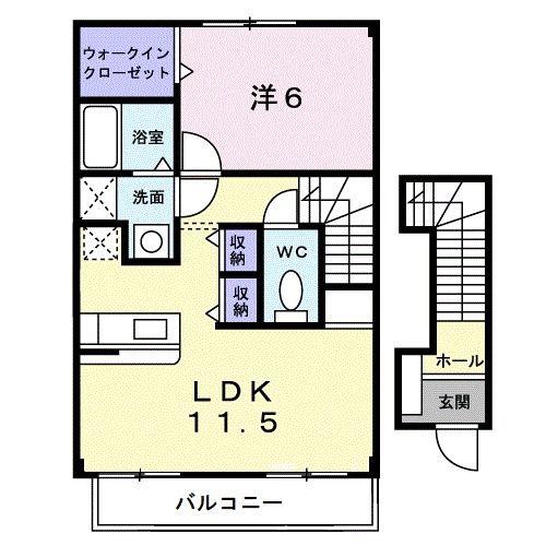 シャン・ミリュ- IB(1LDK/2階)の間取り写真