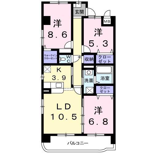 グラシエ(3LDK/4階)の間取り写真