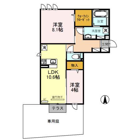 グランシャリオ ドゥ(2LDK/1階)の間取り写真