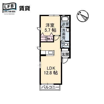 カーサ・シオネ(1LDK/2階)の間取り写真