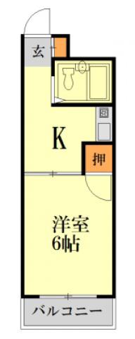 中広ハイム(1DK/5階)の間取り写真