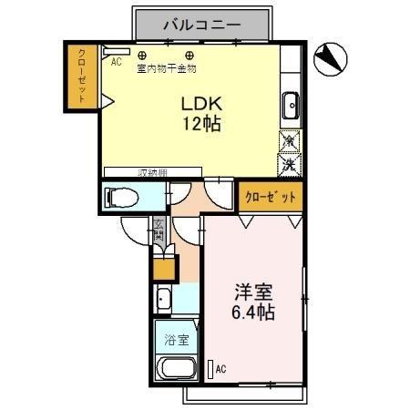 北陸鉄道石川線 馬替駅 徒歩33分 2階建 築38年(1LDK/2階)の間取り写真