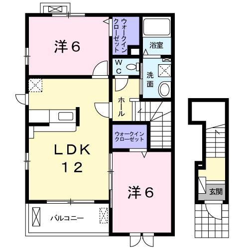 シュエット(2LDK/2階)の間取り写真
