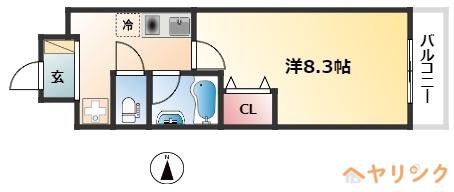 ベル黒川(1K/4階)の間取り写真