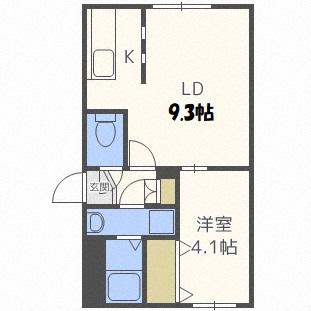 ポーザ宮の沢(1LDK/2階)の間取り写真