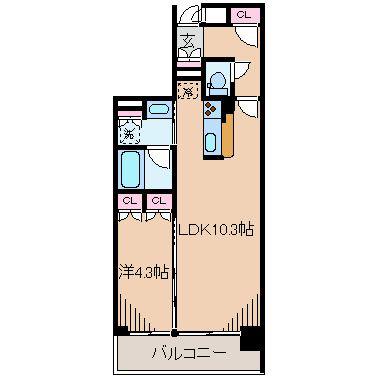 HF新横浜レジデンス(1LDK/4階)の間取り写真