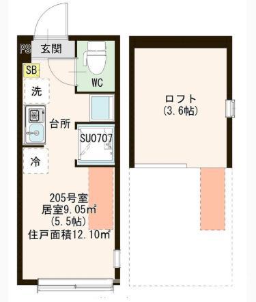 ロイヤルレジデンス南小岩(ワンルーム/2階)の間取り写真