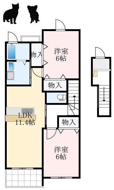 メゾンドリックII(2LDK/2階)の間取り写真
