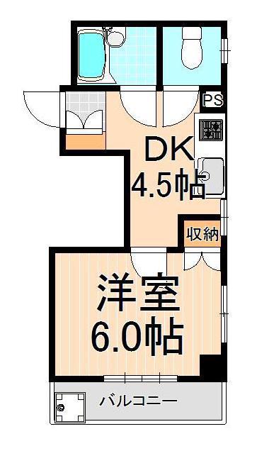松岡コーポⅡ(1DK/4階)の間取り写真