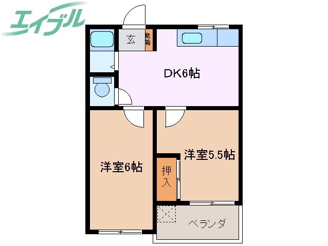 サンリッチ生桑(2DK/1階)の間取り写真
