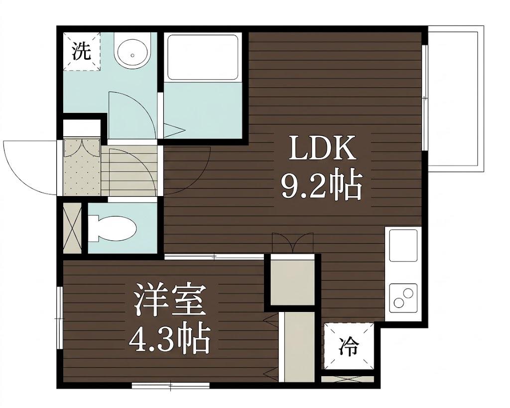 REVITA野崎(1LDK/1階)の間取り写真