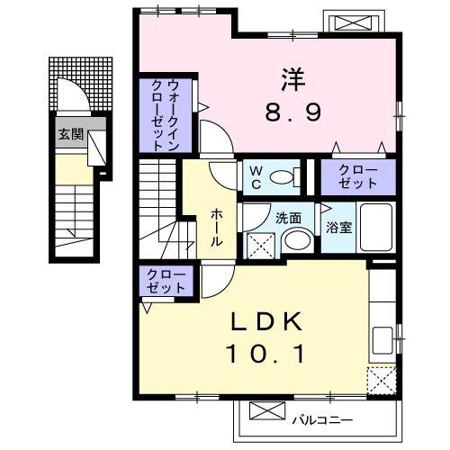 フロンティア(1LDK/2階)の間取り写真