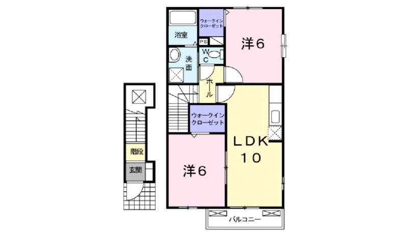 フィオ一レ(2LDK/2階)の間取り写真