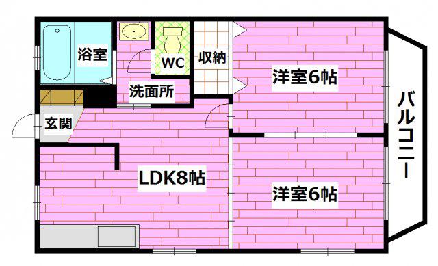 広島高速交通アストラムライン 大町駅(広島) 徒歩10分 3階建 築24年(2LDK/1階)の間取り写真