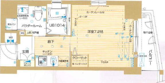 ヴァンデュール名古屋御器所(1K/4階)の間取り写真