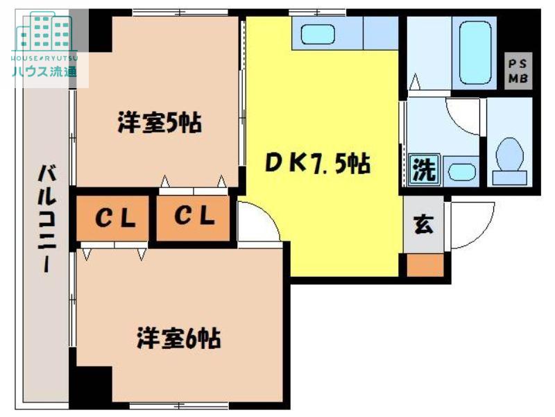 ADD10(2DK/4階)の間取り写真