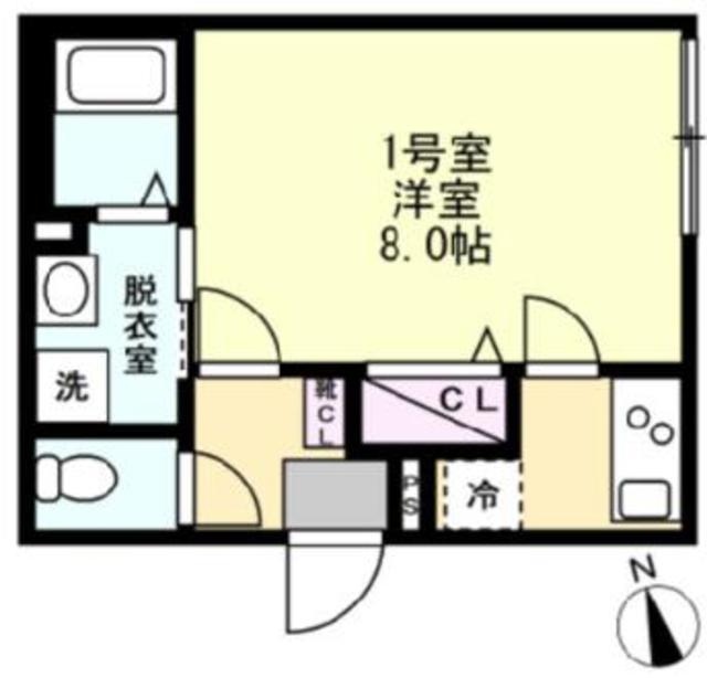 アサナミ相模原中央(1K/2階)の間取り写真