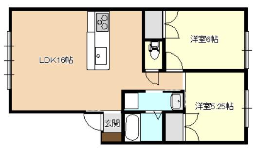 グランコートN(2LDK/1階)の間取り写真