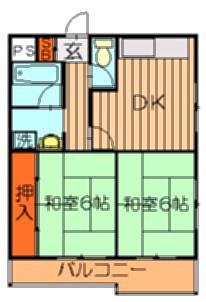 グリーンピア高槻(2LDK/2階)の間取り写真