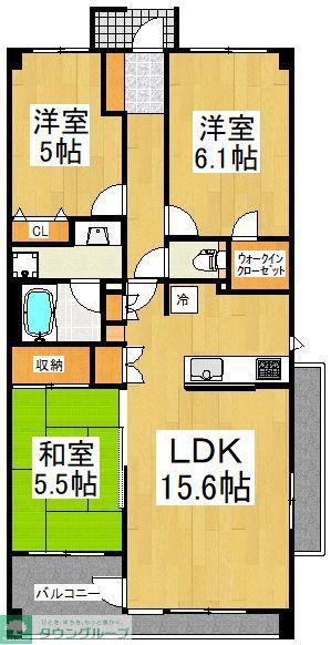 ランドシティ玉川学園ロイヤルテラス(3LDK/5階)の間取り写真